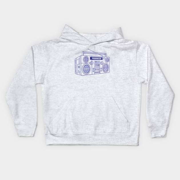 Boombox (Blue Lines) Analog / Music Kids Hoodie by Analog Digital Visuals